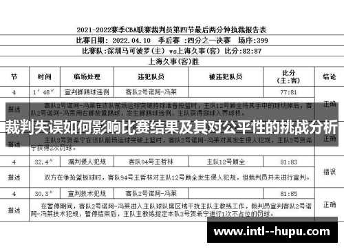 裁判失误如何影响比赛结果及其对公平性的挑战分析 裁判失误如何影响比赛结果及其对公平性的挑战分析